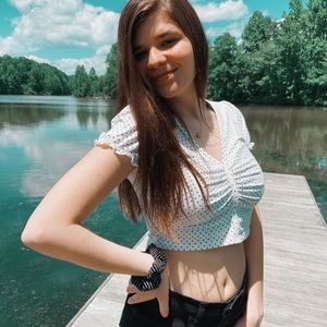 Blue Blush polka dot crop top